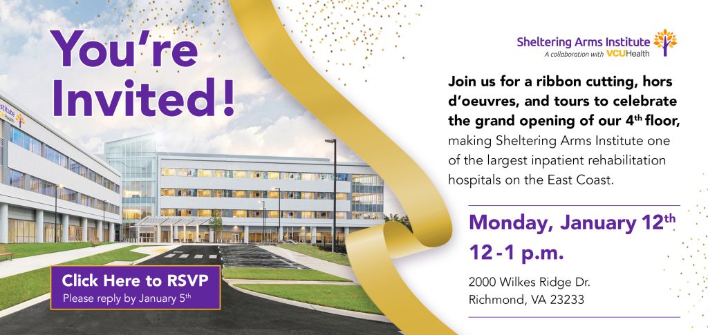 Invitation to Sheltering Arms Institute's 4th Floor Ribbon Cutting on Jan. 12